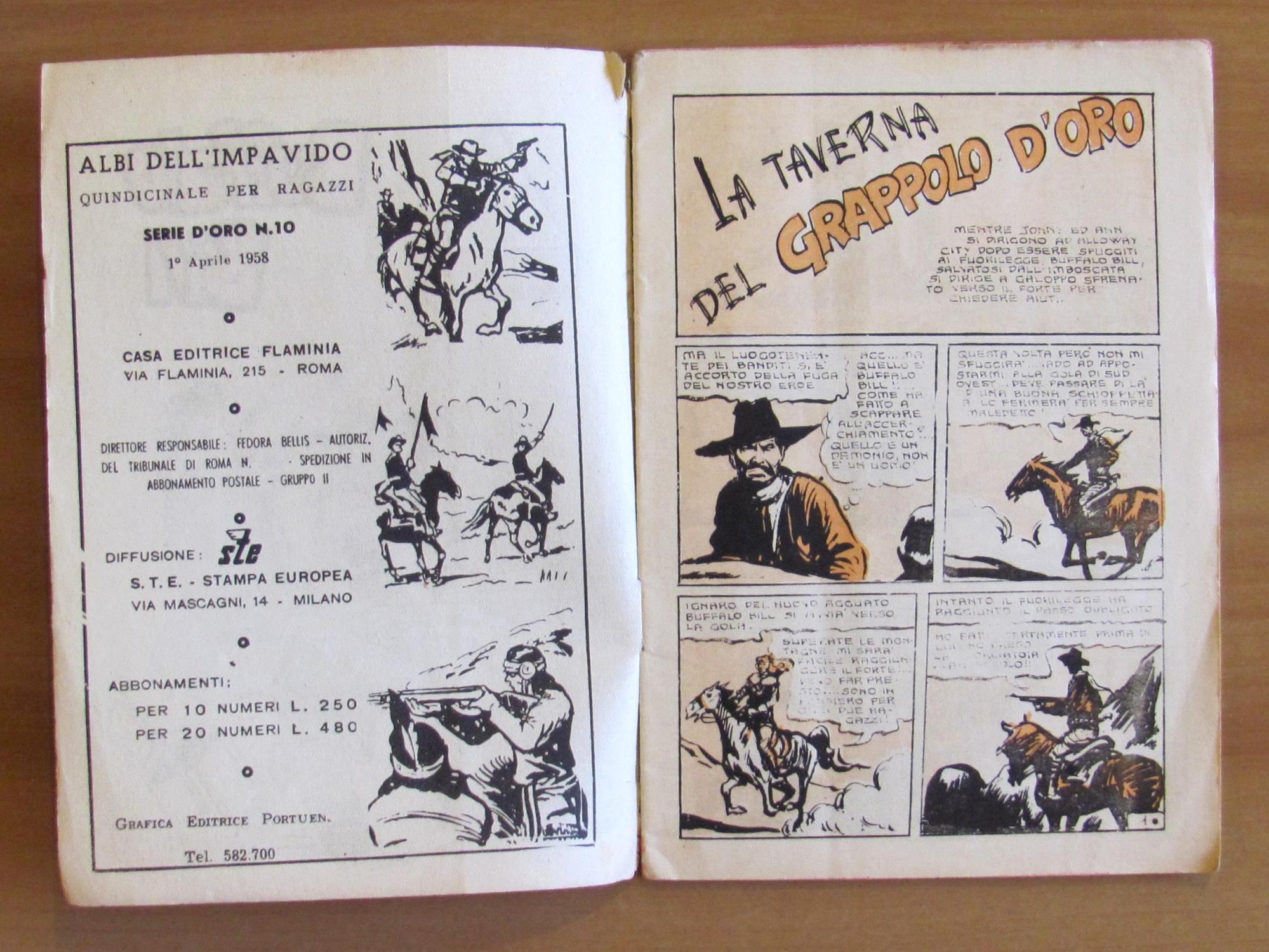 Buffalo Bill - Albi Dell'Impavido N.10 - Serie D'Oro, 1958 Ill. Buzzelli