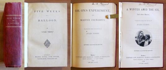 Five Weeks in a Balloon Dr. Ox's experiment and Master Zacharius A winter amid the ice, 1876 - RARI - Jules Verne - copertina