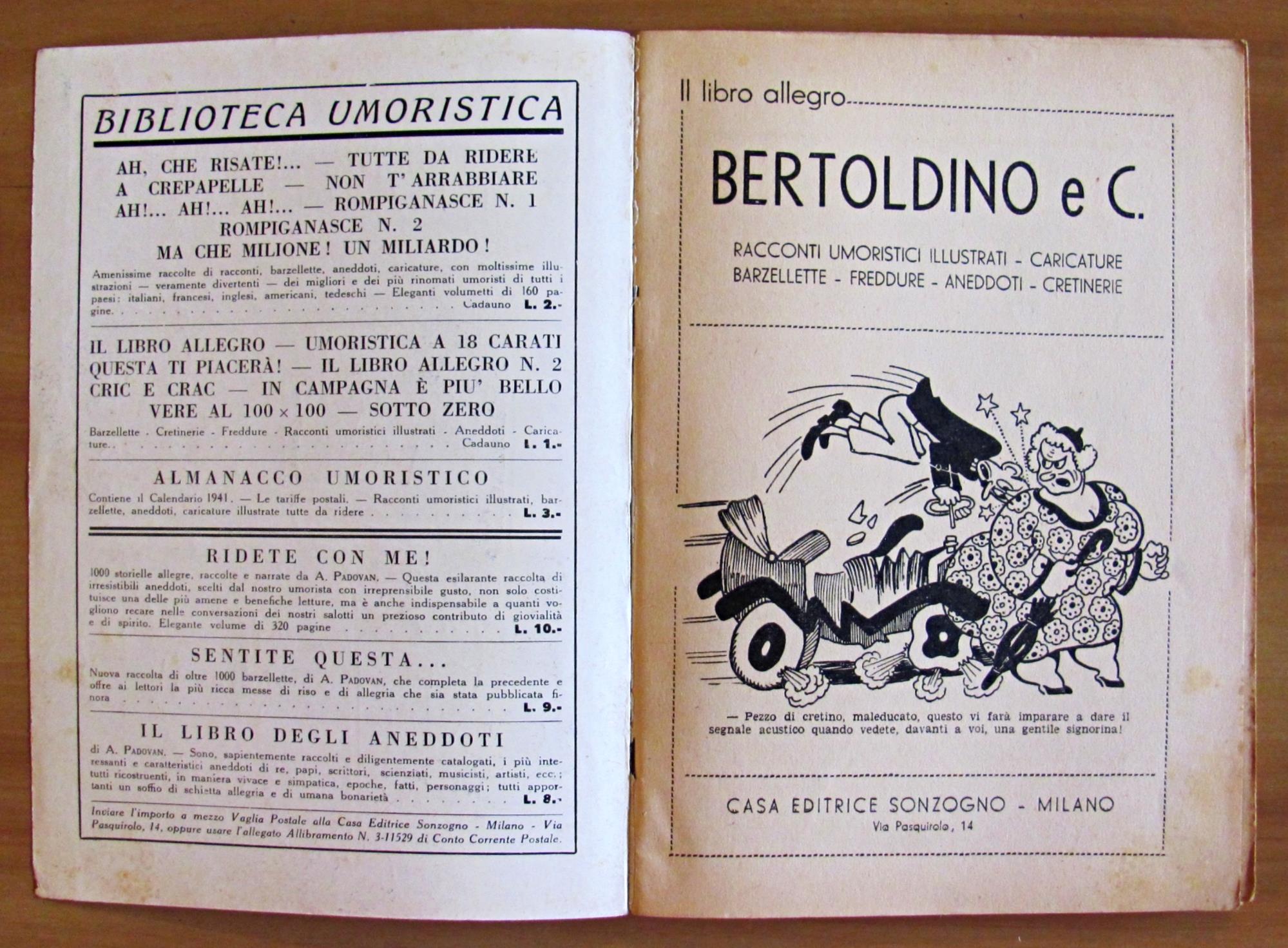 BERTOLDINO E C. - Racconti umoristici, Illustrati, Caricature, Barzellette, Freddure, Aneddoti, Cretinerie