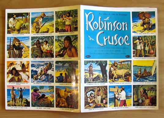 UN LIBRO DE ORO DE ESTAMPAS - ROBINSON CRUSOE - I ed. 1964 - Album COMPLETO - Daniel Defoe - copertina
