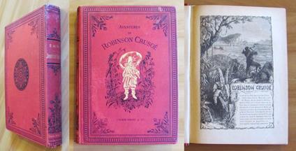 AVENTURES DE ROBINSON CRUSOE, 1888 con 100 incisioni - copertina