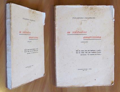 IN SOLITUDINE AMARISSIMA (Liriche), 1936 con Dedica Autografa - Fulgenzio Panzironi - copertina