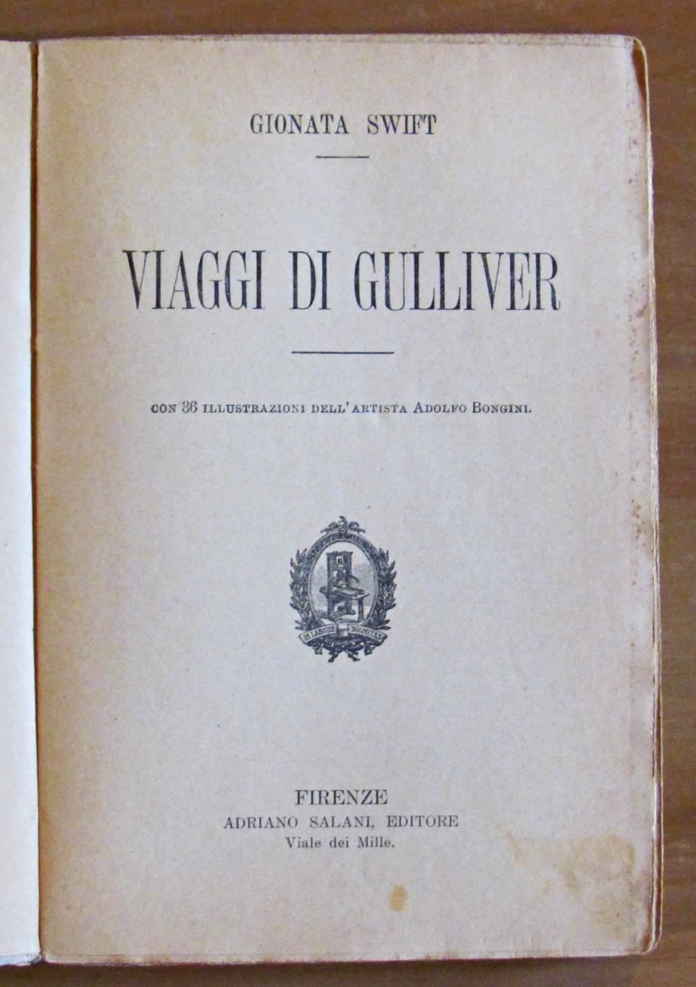 VIAGGI DI GULLIVER - Bibl. Salani Illustrata, I ed. 1913 - ill. BONGINI