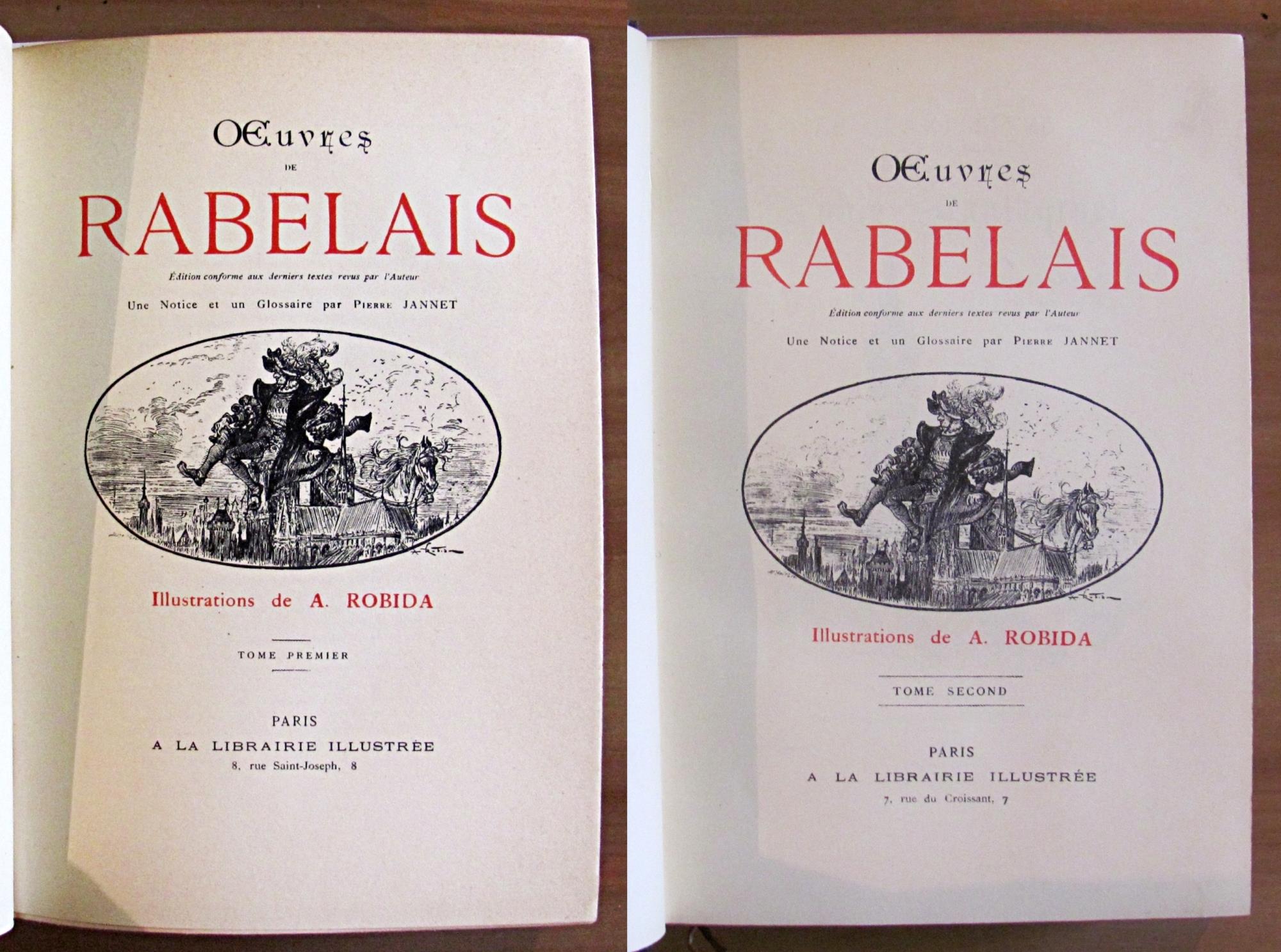 OEUVRES DE RABELAIS illustrees par ROBIDA - Opera Completa in 2 Tomi
