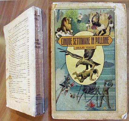 CINQUE SETTIMANE IN PALLONE - Viaggio di scoperte in Africa compiuto da tre Inglesi, 1929 - Jules Verne - copertina