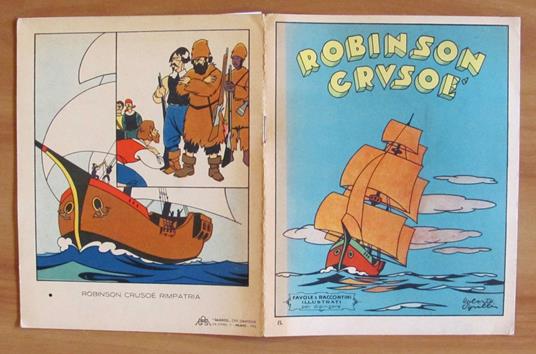 ROBINSON CRUSOE, 1943 - Coll. Favole da Colorare ill. SGRILLI - Daniel Defoe - copertina