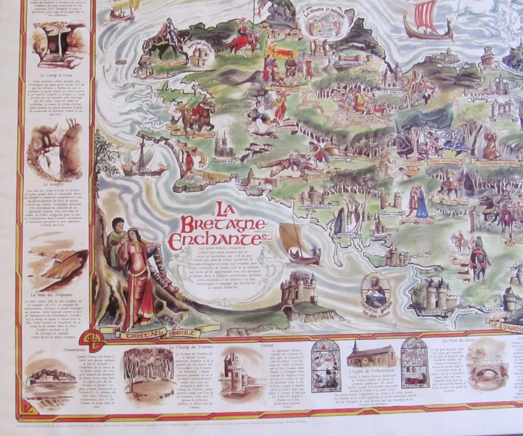 Poster LA BRETAGNE ENCHANTEE Foret de Broceliand, Re Arthur, Merlin, Lancelot, Guinevre