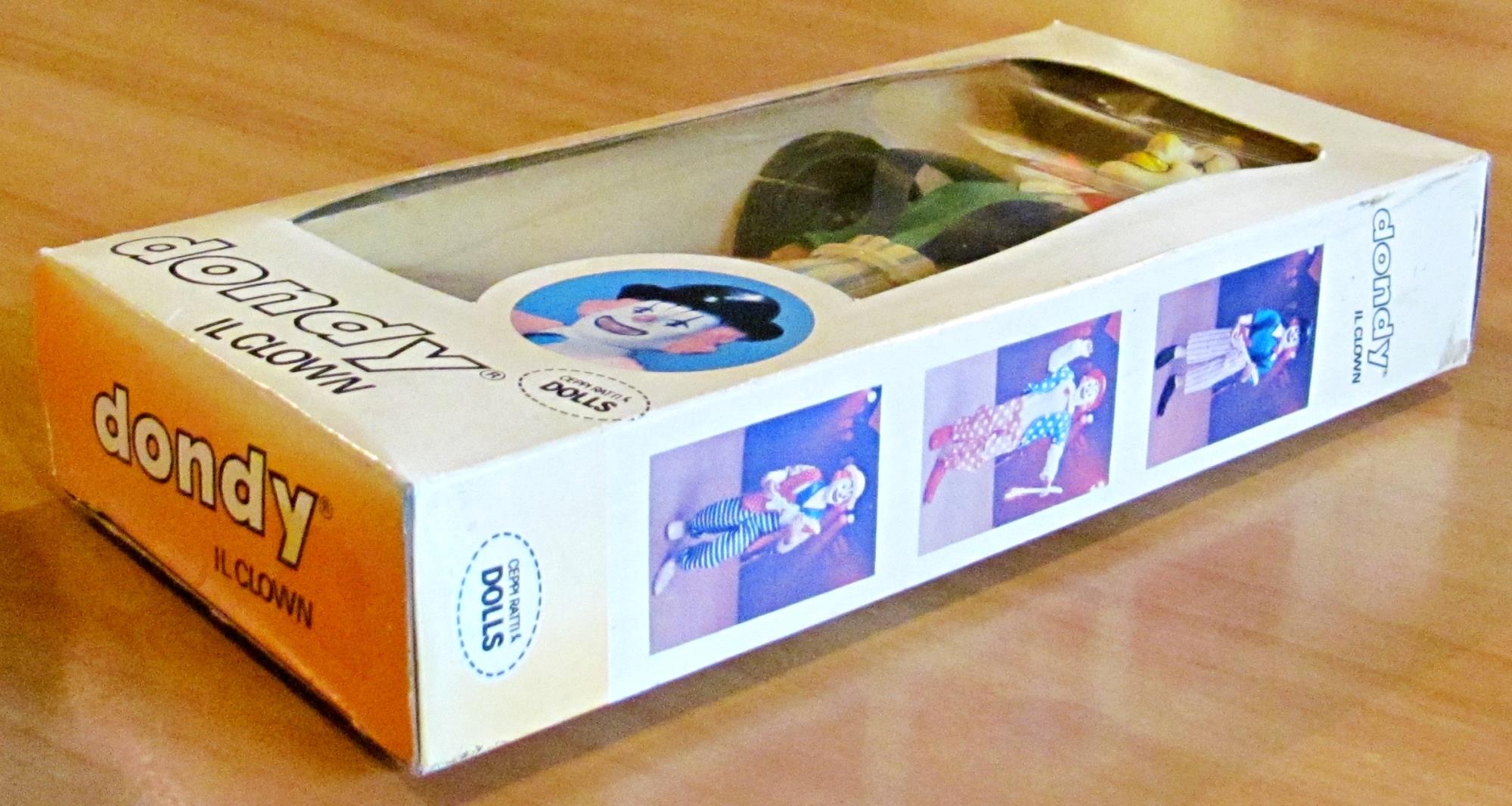 Giocattolo in Scatola Originale DONDY IL CLOWN con accessori, mai Giocato, anni '70
