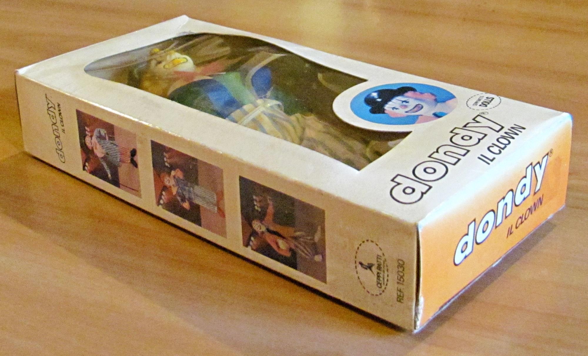 Giocattolo in Scatola Originale DONDY IL CLOWN con accessori, mai Giocato, anni '70