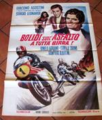 Manifesto BOLIDI SULL'ASFALTO A TUTTA BIRRA, 1970 con AGOSTINI (Campione del Mondo MOTO)
