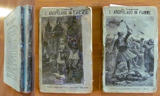 L' ARCIPELAGO IN FIAMME, 1887 in 2 Volumi - Completo - Jules Verne - copertina