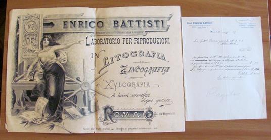 Bozzetto originale del Laboratorio di Enrico BATTISTI con lettera Ordine A.O.I - copertina
