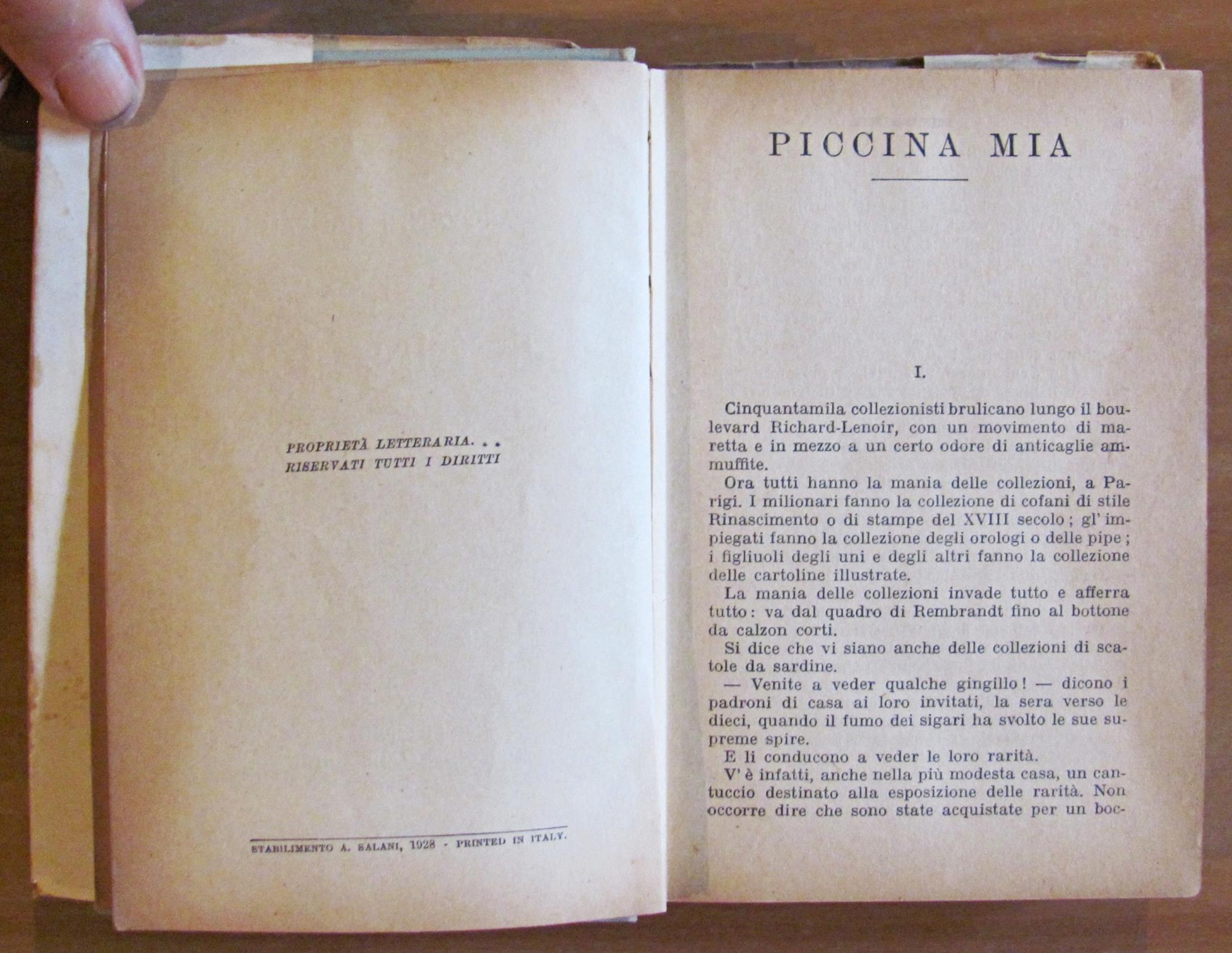 PICCINA MIA - Coll. Biblioteca delle Signorine, I ed. 1928