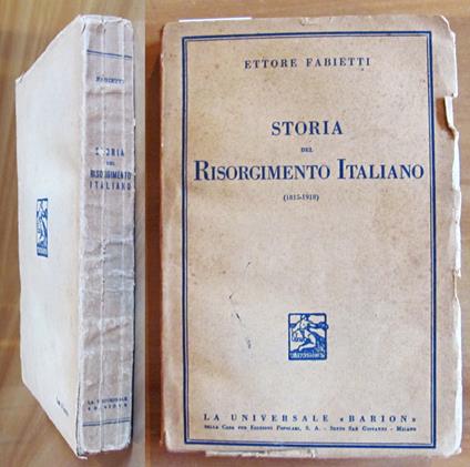 STORIA DEL RISORGIMENTO ITALIANO (1815-1918), I ed. 1941 - Ettore Fabietti - copertina