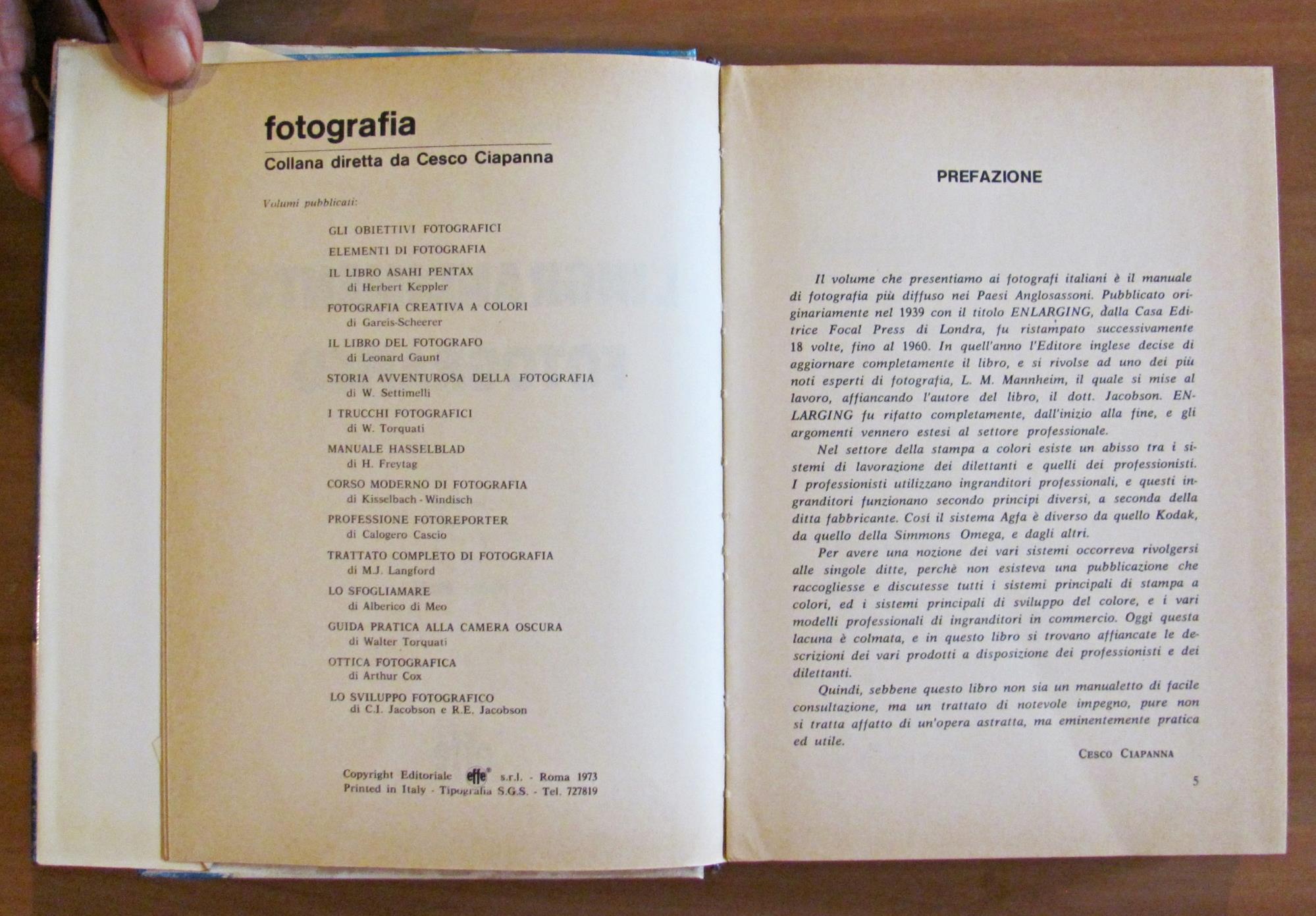 L' INGRANDIMENTO FOTOGRAFICO - Manuale di canera oscura, 1973
