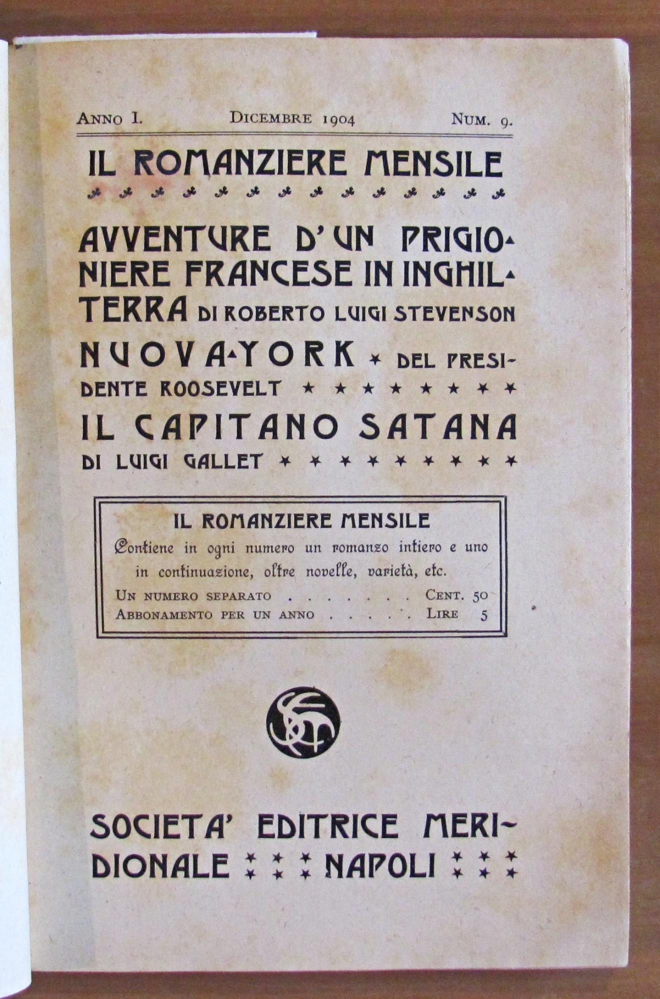 Il Romanziere Mensile N.9, 1904