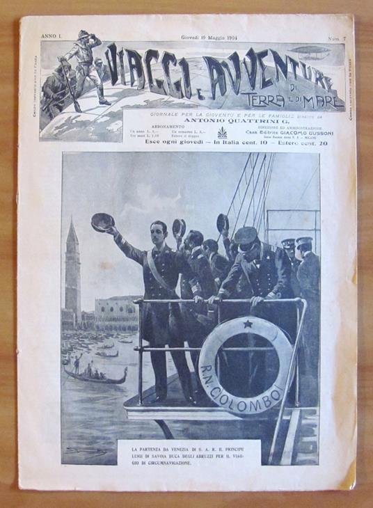 Viaggi e Avventure di Terra e di Mare - Circumnavigazione di S.A.R. Duca Abruzzi, 1904 - copertina