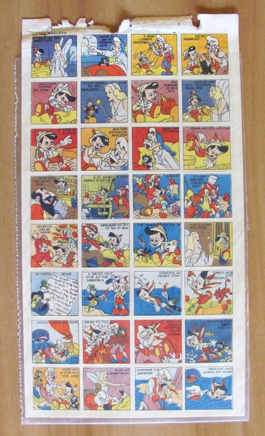 PINOCCHIO - Foglio di 32 Decalcomanie anni '40 - Walt Disney - copertina