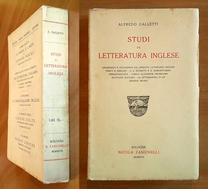 STUDI DI LETTERATURA INGLESE, 1928 - Intonso - Alfredo Galletti - copertina