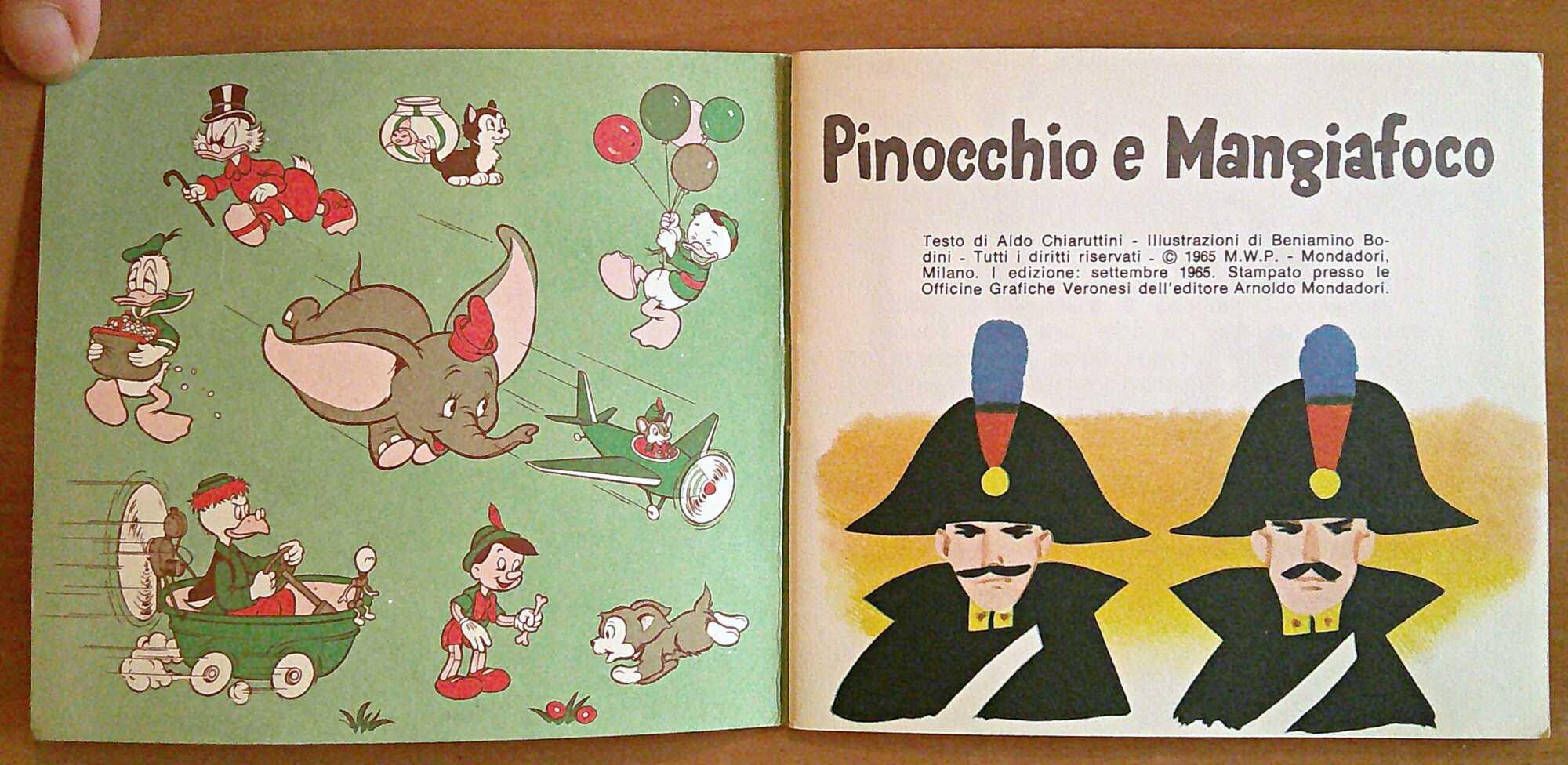 Lotto di 4 MINI LIBRO DISNEY PINOCCHIO, I ed. 1965/66