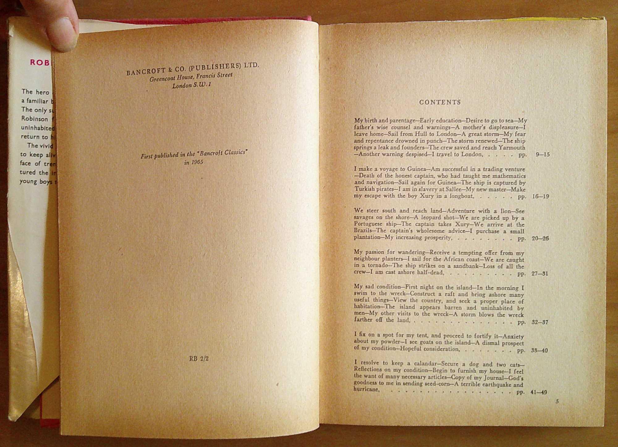 ROBINSON CRUSOE - Coll. Bancroft Classics, 1965