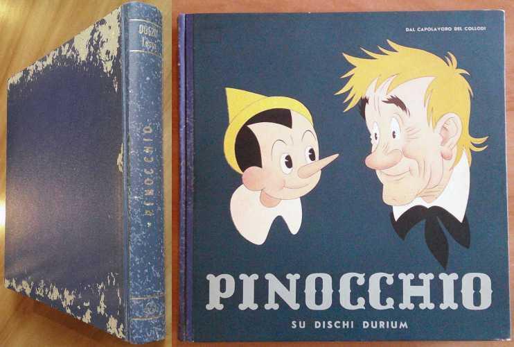 PINOCCHIO SU DISCHI DURIUM, 1950 ill. PINOCHI - Cofanetto con Libro e Dischi
