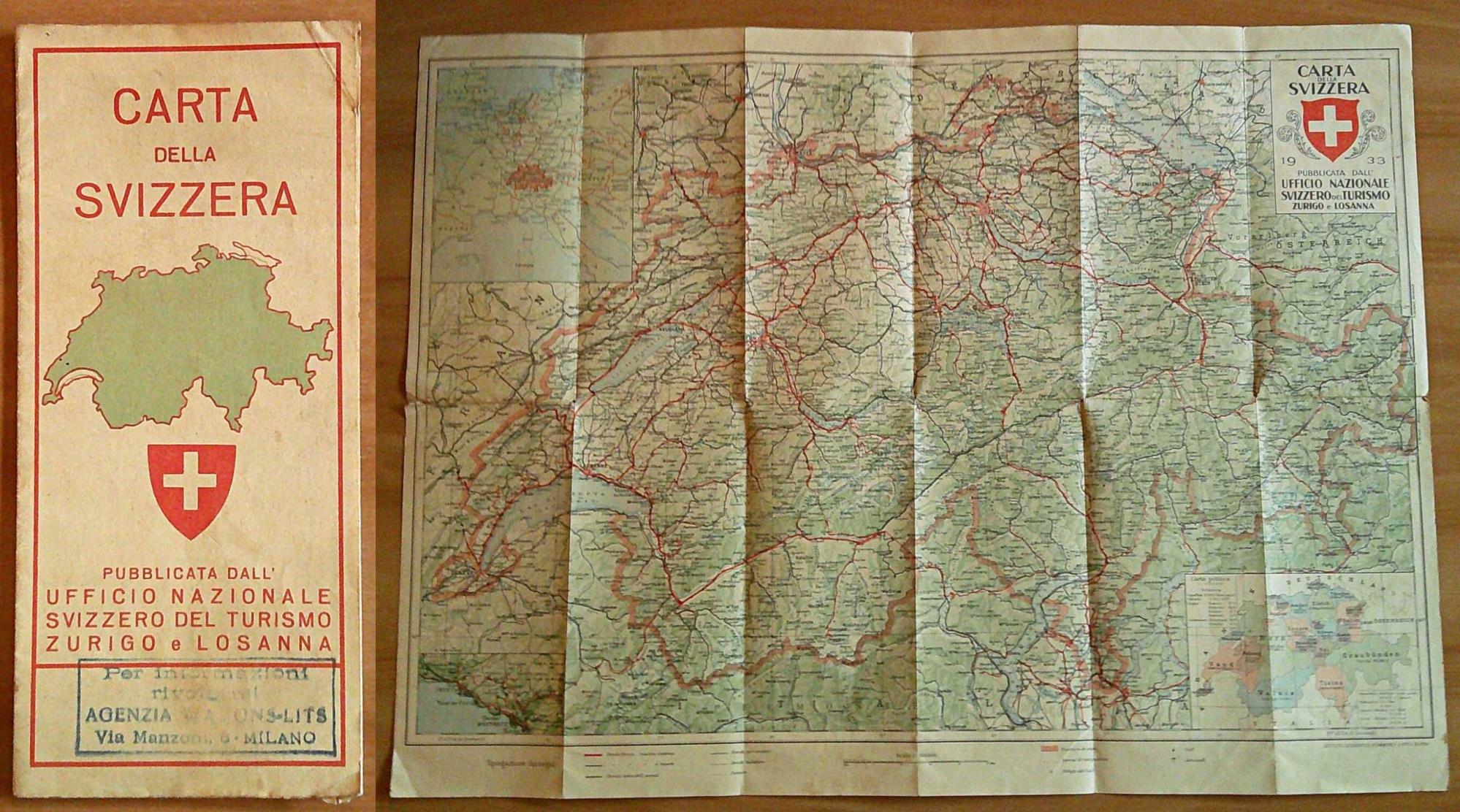 CARTA DELLA SVIZZERA - Ufficio Nazionale Svizzero del Turismo, 1933
