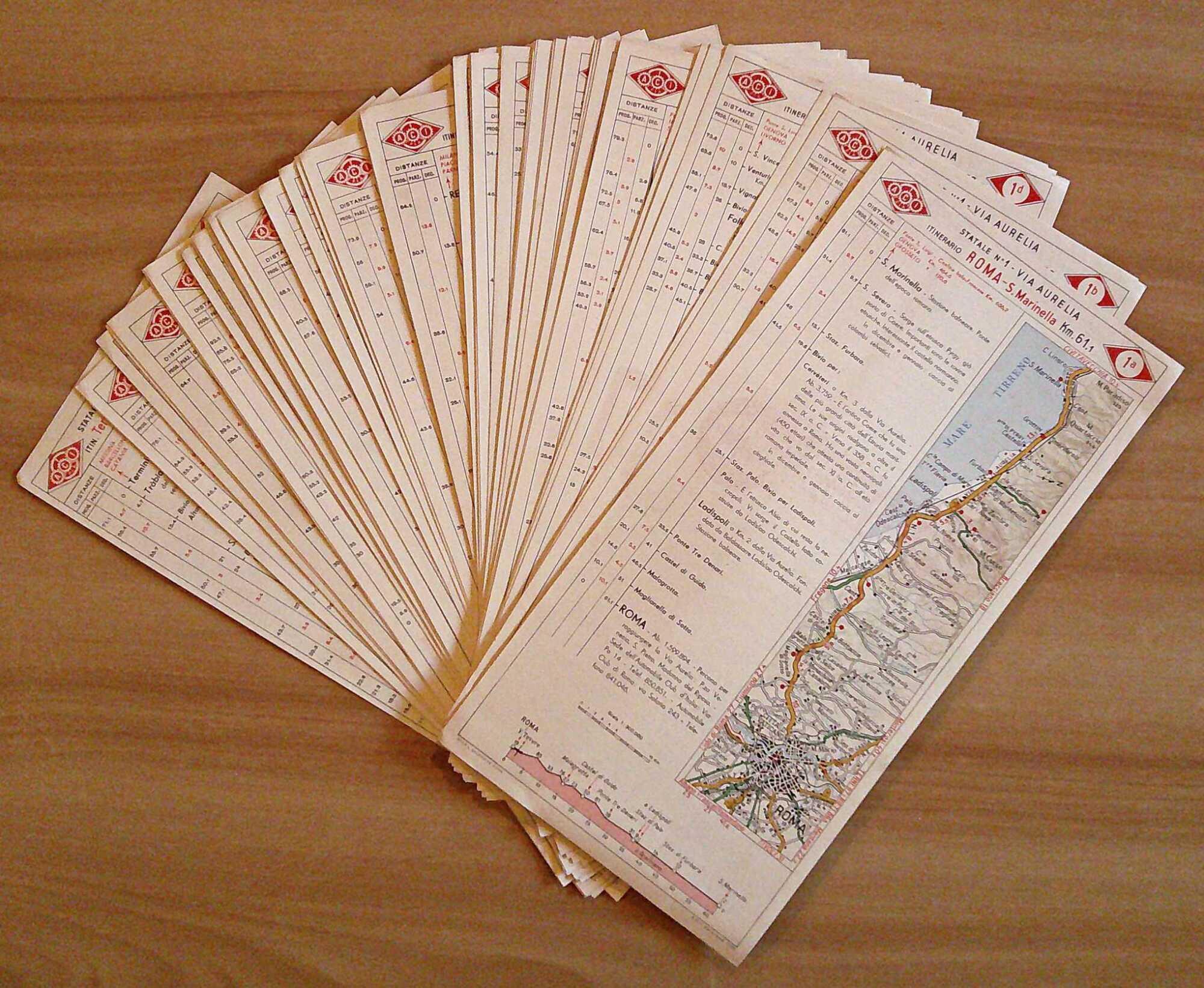 AUTOMOBILE CLUB D'ITALIA - Itinerari Stradali, 1949 con Depliant SARA Assicurazioni