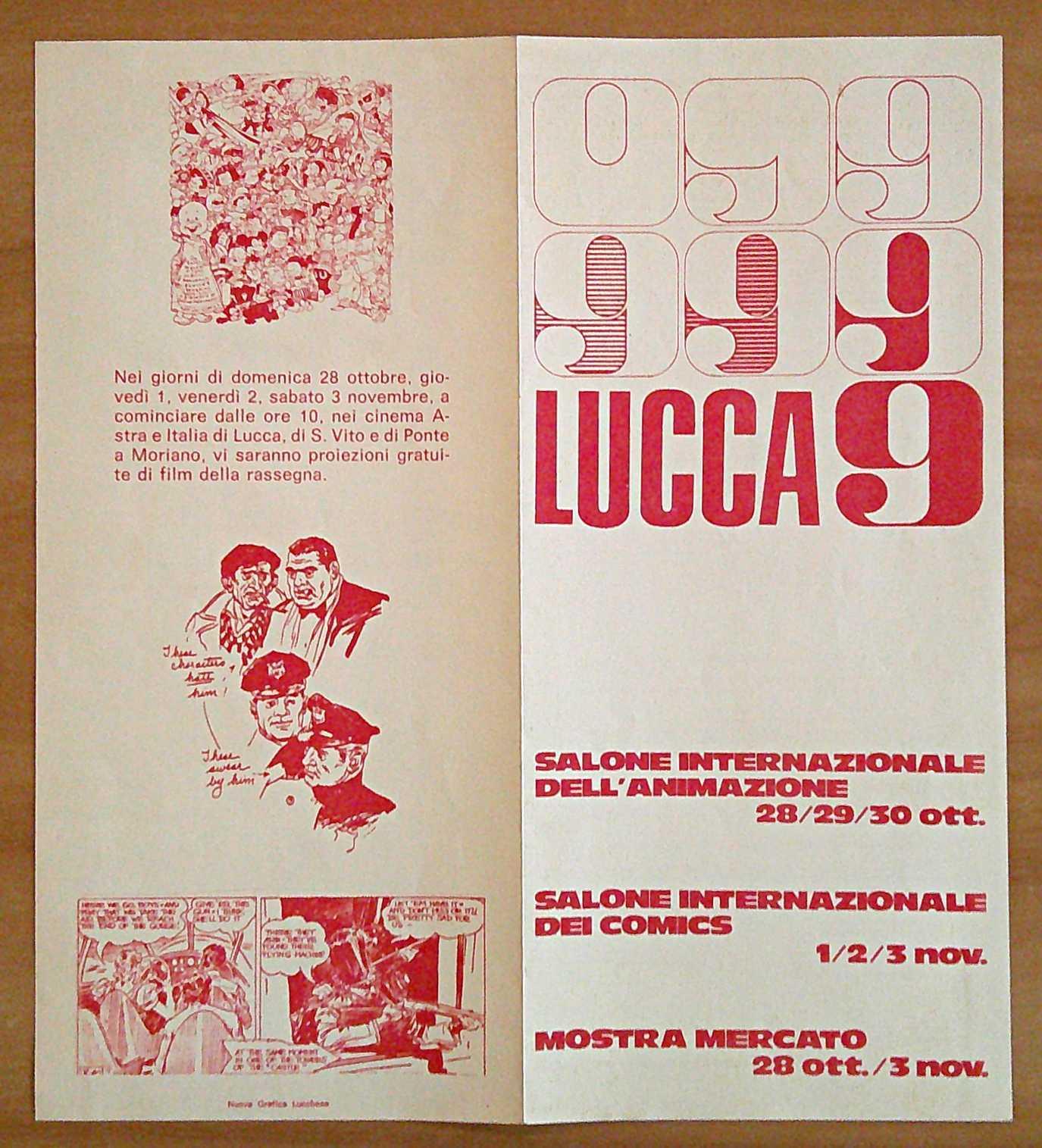Depliant LUCCA 9 Salone Internazionale dei COMICS - 28 Ott./3 Nov. 1973
