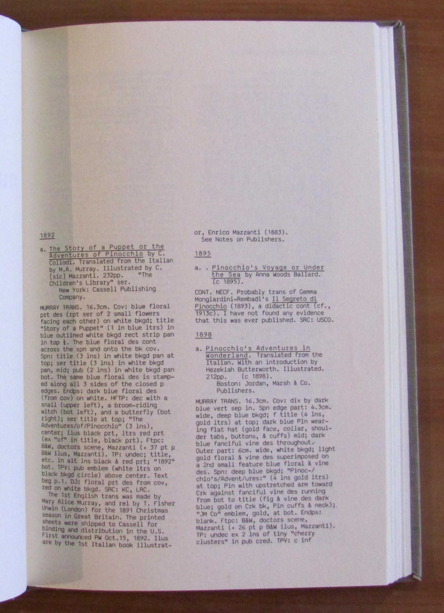 The Pinocchio Catalogue 1892-1987