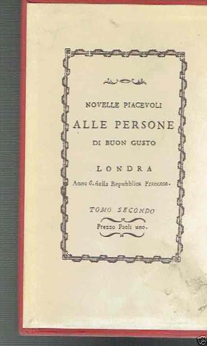 Novelle Piacevoli Tomo Secondo - copertina