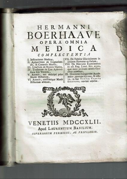 Hermanni Boerhaave Opera Omnia Medica Complectentia - copertina