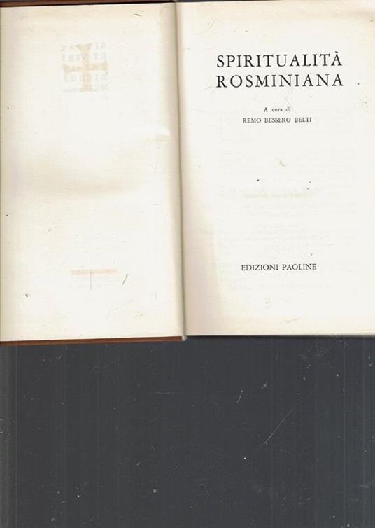 Spiritualità Rosminiana - Remo Bessero Belti - copertina