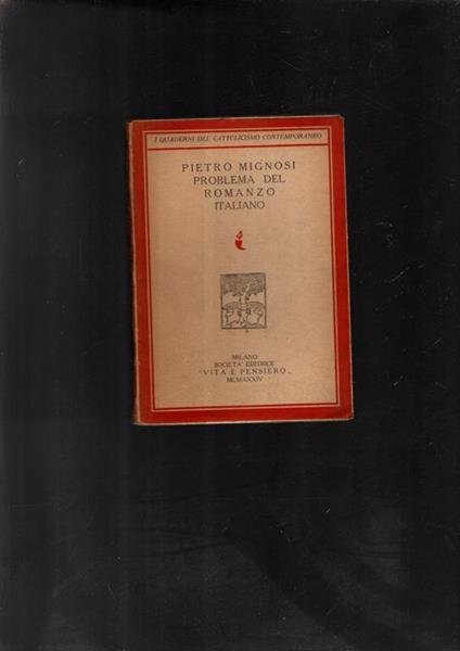 Problema Del Romanzo Italiano - Pietro Mignosi - copertina