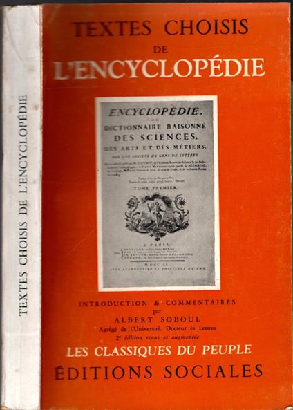 Textes choisis de l'encyclopedie -collection les classiques du peuple - Jean-Baptiste d' Alembert - copertina