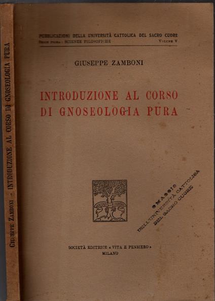 Introduzione Al Corso Di Gnoseologia Pura - Giuseppe Zamboni - copertina