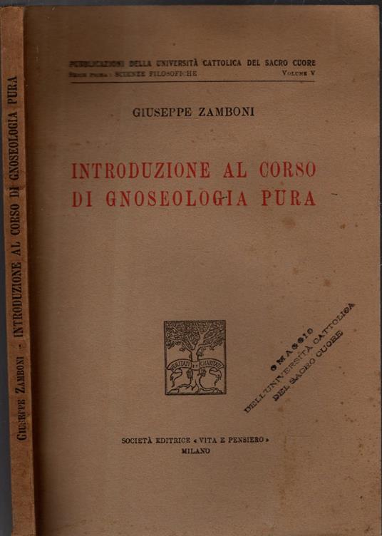 Introduzione Al Corso Di Gnoseologia Pura - Giuseppe Zamboni - copertina