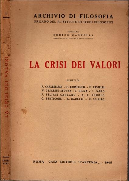 La Crisi Dei Valori - Enrico Castelli - copertina