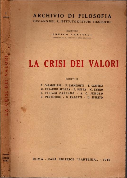 La Crisi Dei Valori - Enrico Castelli - copertina