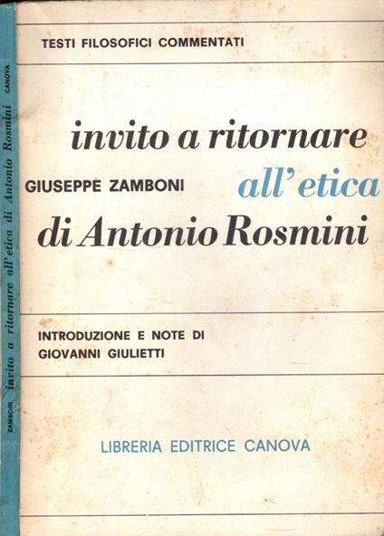 Invito A Ritornare All'Etica Di Antonio Rosmini - Giuseppe Zamboni - copertina