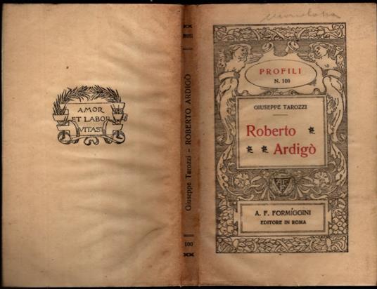Roberto Ardigo' - Giuseppe Tarozzi - copertina