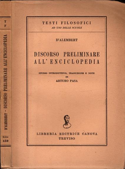 Discorso Preliminare All'Enciclopedia - Jean-Baptiste d' Alembert - copertina