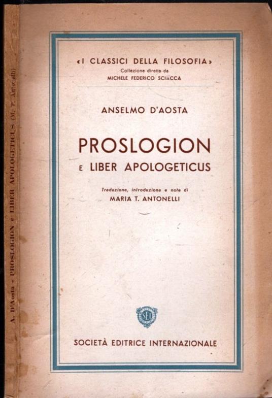 Proslogion E Liber Apologeticus - copertina
