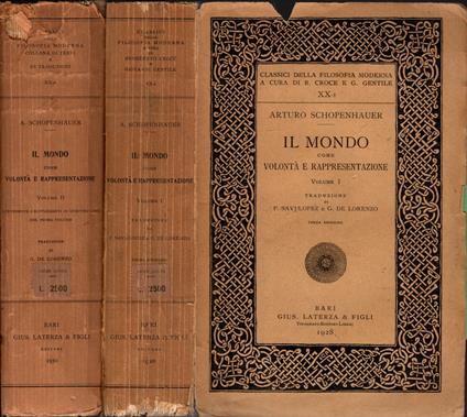 Il Mondo Come Volonta' E Rappresentazione 2 Volumi - Arthur Schopenhauer - copertina