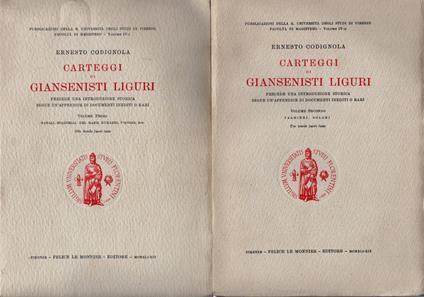 Carteggio di Giansenisti Liguri 2 volumi - Ernesto Codignola - copertina