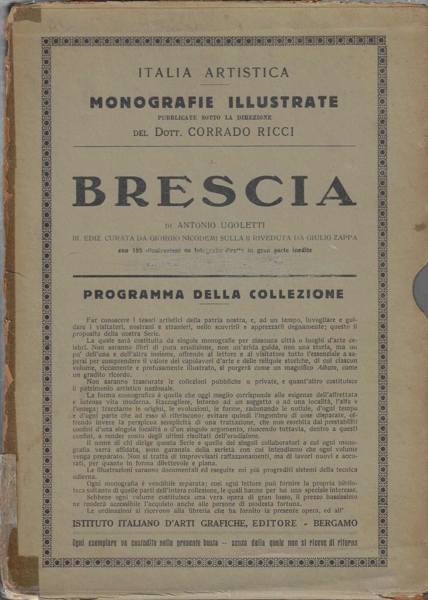 Brescia Collana Artistica N° 50 "Monografie Illustrate*