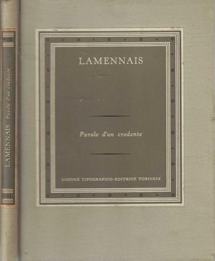 Parole d'un credente - Lamennais - copertina