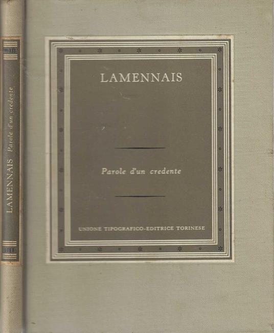 Parole d'un credente - Lamennais - copertina