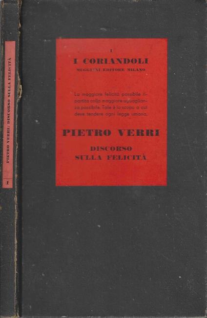 Discorso sulla felicità di Pietro Verri - Pietro Verri - copertina