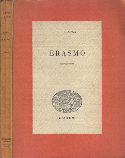 ERASMO di Huizinga J - Johan Huizinga - copertina